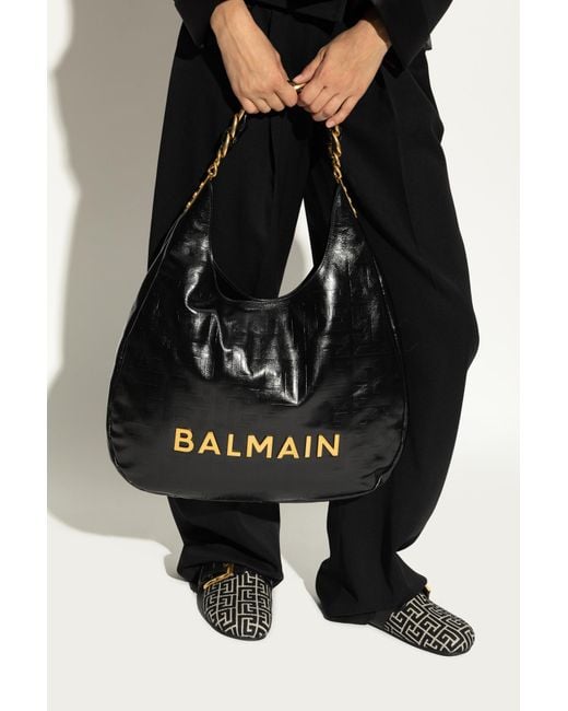 Balmain Black '1945 Soft' Hobo Bag