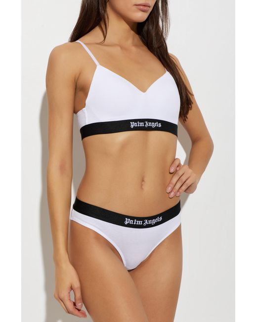 Palm Angels White Bra With Logo