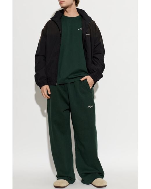 Acne Green Trousers With Logo for men
