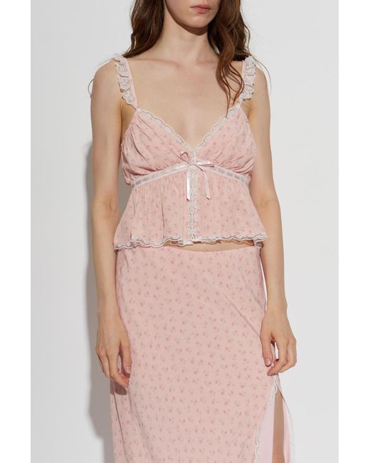 LoveShackFancy Pink Short Top 'Nicoleta'