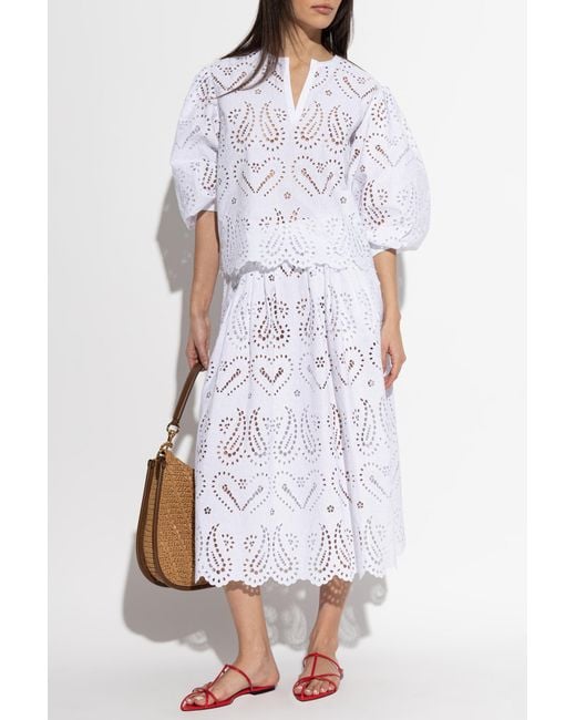 Etro White Openwork Skirt