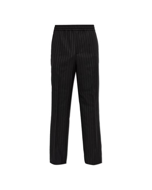 Versace Black Wool Pleated Trousers for men