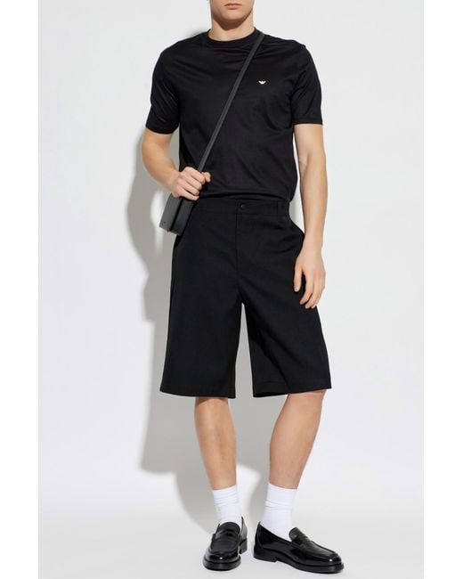 Emporio Armani Black T-Shirt With Embroidered Logo for men