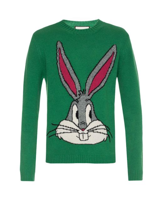 Gucci Green Bugs Bunny Wool Knit Sweater for men
