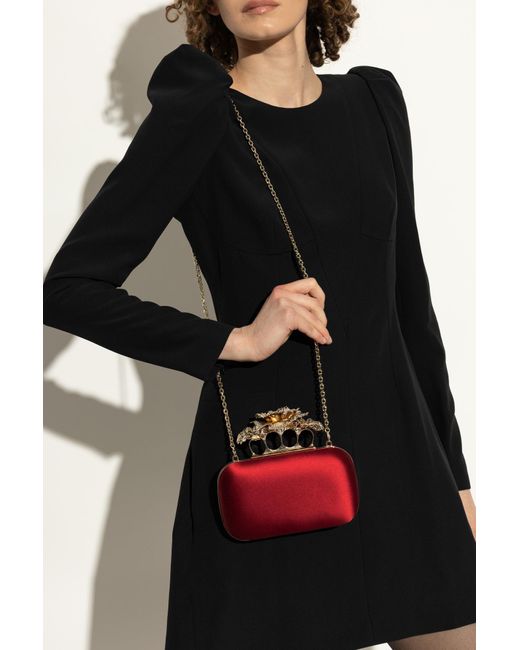 Alexander McQueen Red "Carnation Knuckle" Clutch