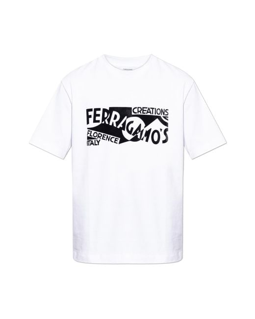 Ferragamo White T-Shirt With Logo for men