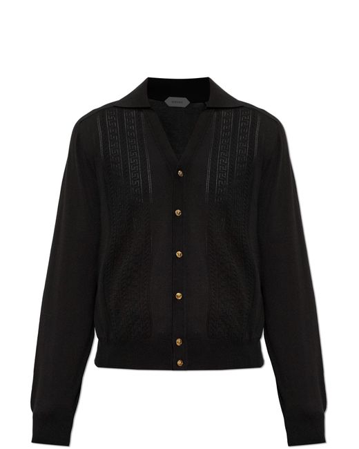 Versace Black Silk Cardigan for men