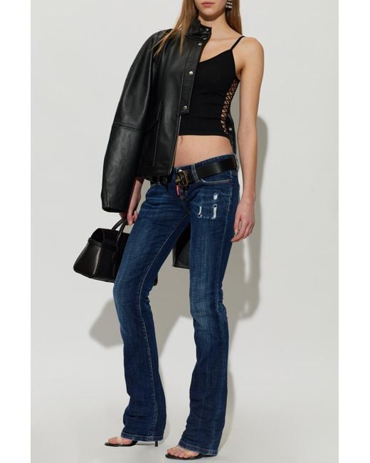 DSquared² Black Top With Decorative Side Cutouts