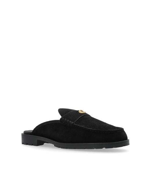 COACH Black Slides With Logo