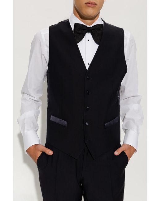 Dolce & Gabbana Black Three-Piece Wool Suit for men