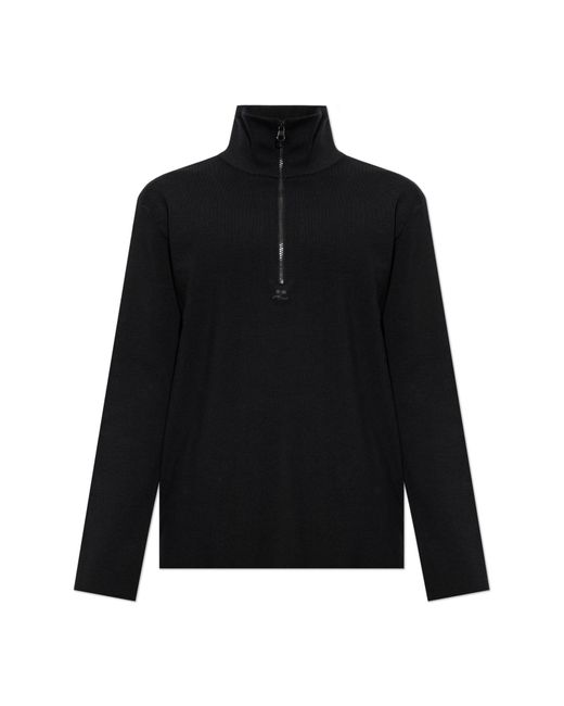 Courreges Black Wool Sweater With Stand-Up Collar for men