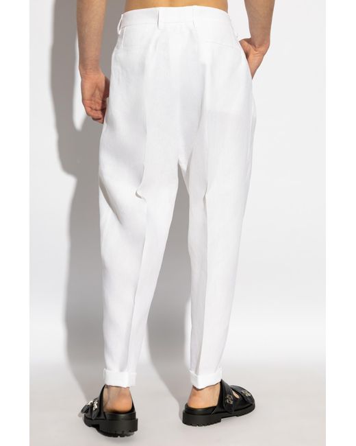 Dolce & Gabbana White Linen Trousers for men