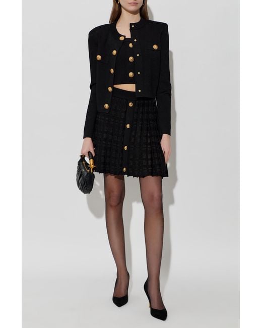 Balmain Black Short Spaghetti Strap Top