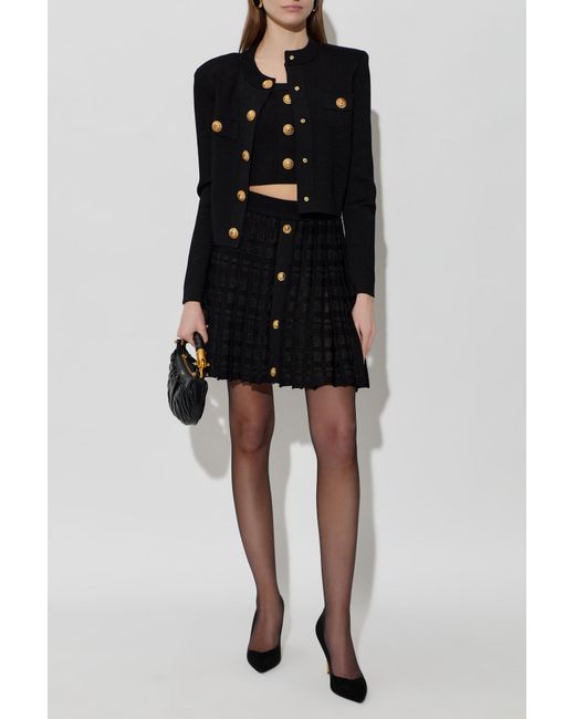 Balmain Black Short Spaghetti Strap Top