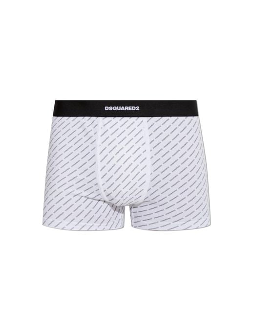 DSquared² White Cotton Boxers With Monogram for men