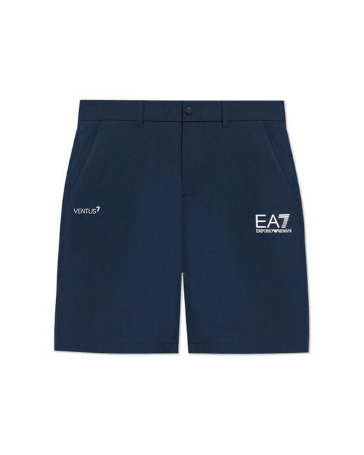 EA7 Blue Shorts With Logo for men