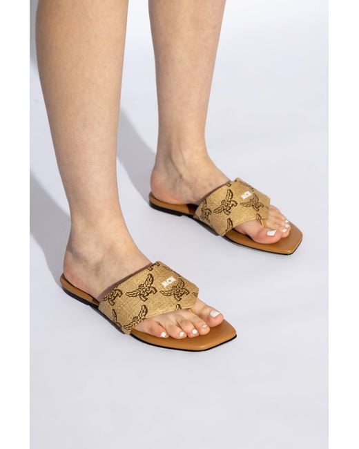 MCM Natural Monogram Slides