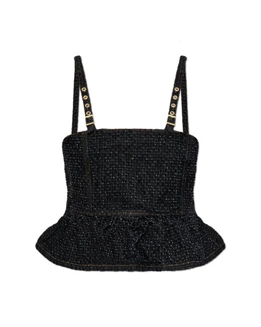 Ganni Black Strappy Top