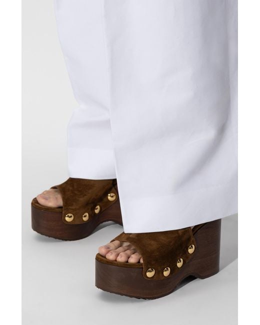 Gianvito Rossi Brown Suede Wedge Mules