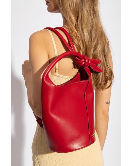 Jacquemus Red ‘Le Petit Tourni’ Bucket Shoulder Bag