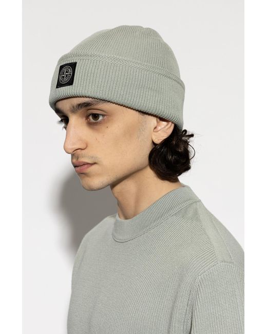 Stone Island Green Cap With Logo Patch for men