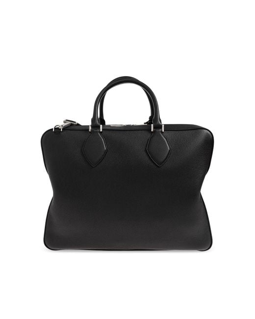 Ferragamo Black Leather Document Bag for men