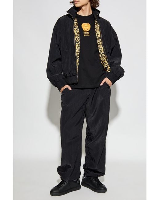 Versace Blue Lightweight Jacket With Stand-Up Collar for men