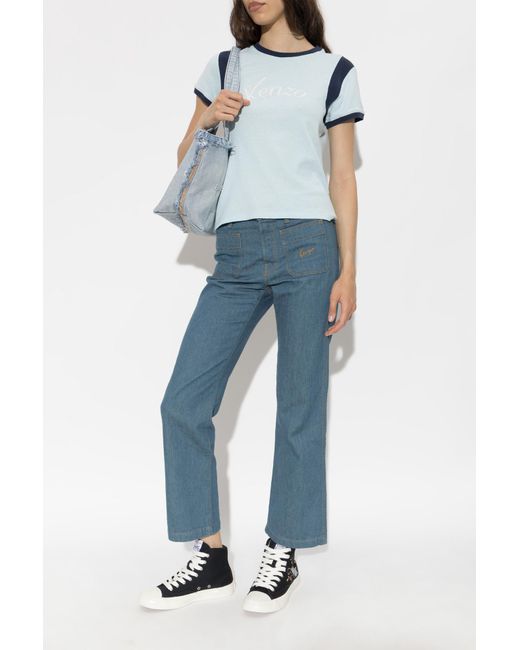 KENZO Blue T-Shirt With Logo