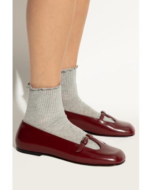 NODALETO Red Leather Ballet Flats