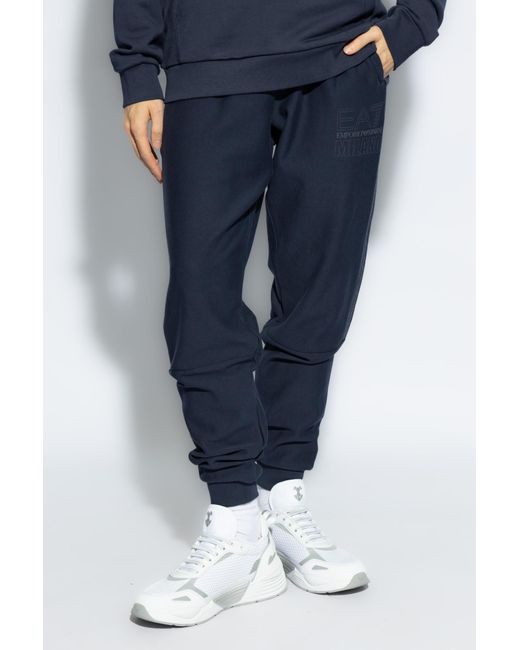 EA7 Blue Sweatpants With Logo, for men