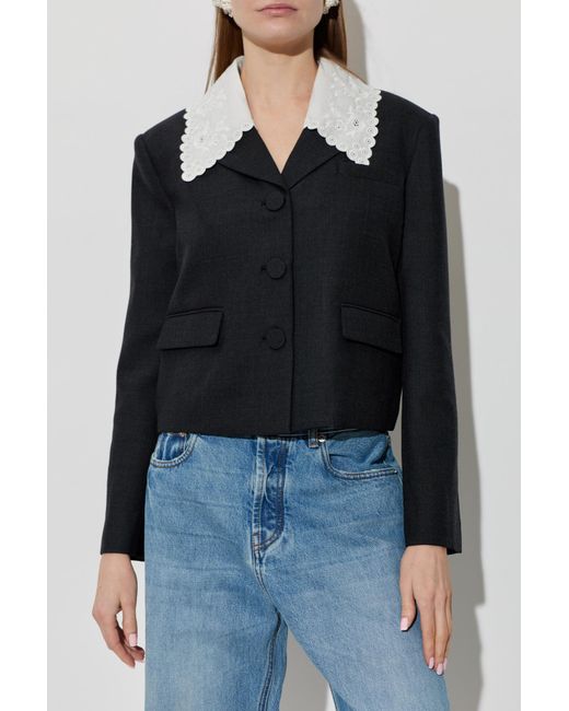 Self-Portrait Blue Blazer With Detachable Collar