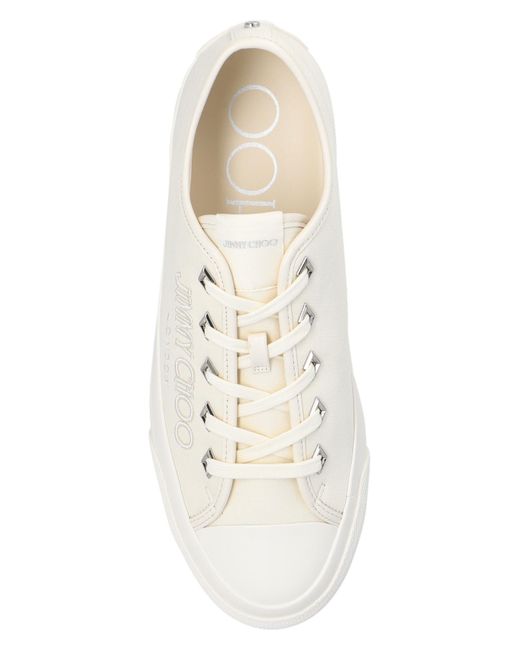 Jimmy Choo White Palma Maxi Logo-embroidered Canvas Low-top Trainers