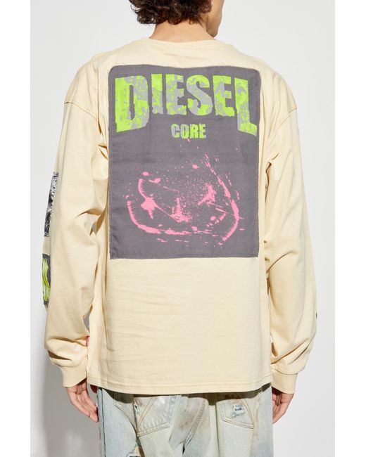 DIESEL Natural T-Shirt T-Boxt-Ls-Slits-R5 for men