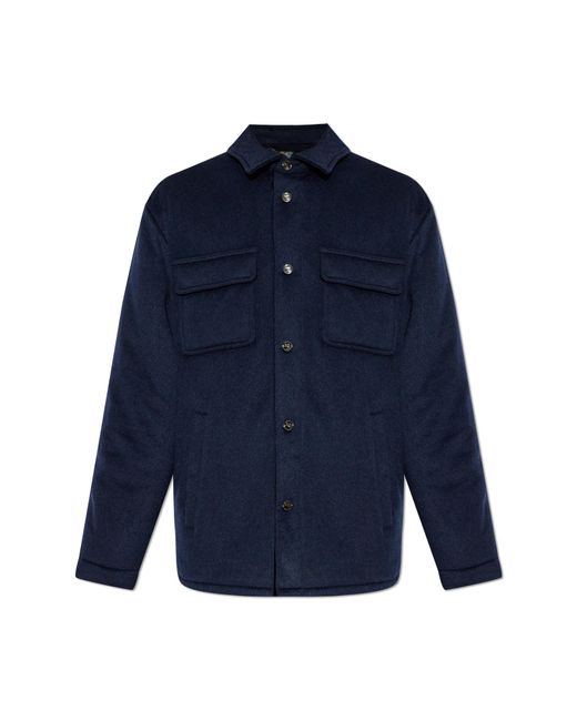 Etro Blue Cashmere Insulated Jacket for men