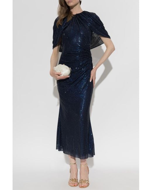 Self-Portrait Blue Dress With Shimmering Sequins