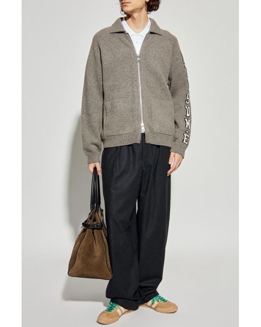Maison Kitsuné Gray Cardigan With Logo for men