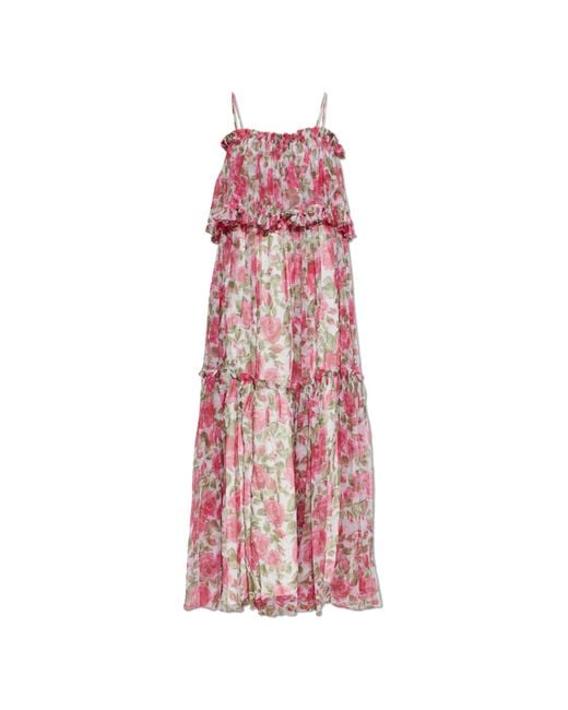 Chloé Pink Silk Dress With Floral Motif