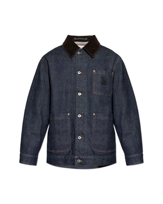 Loewe Blue Denim Jacket With Logo Patch for men