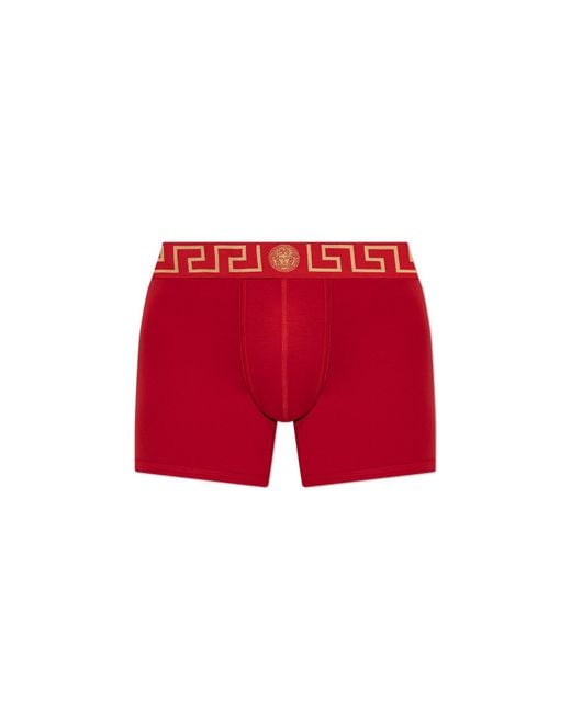 Versace Red Cotton Boxers With Logo for men