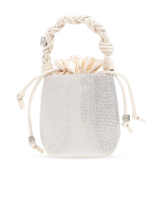 Ganni White Handbag With Sparkling Crystals