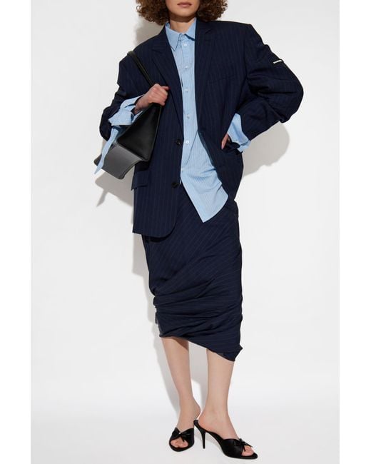 Balenciaga Blue Skirt With Striped Pattern