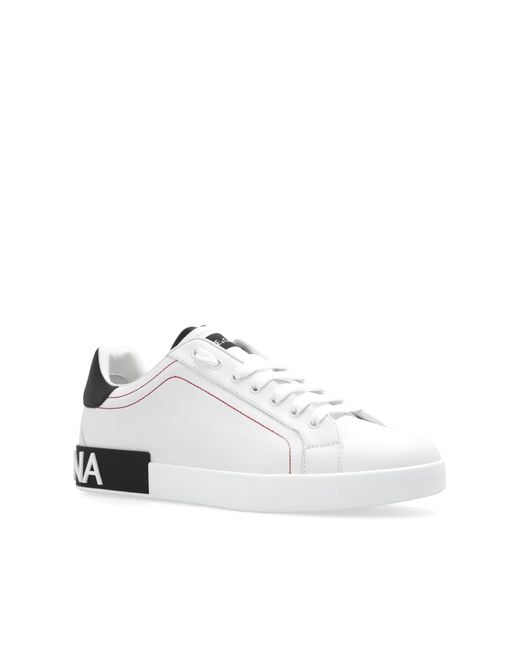 Dolce & Gabbana White Portofino Low-Top Leather Sneakers for men