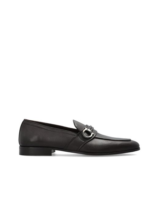 Ferragamo Black 'Saddle' Leather Loafers for men