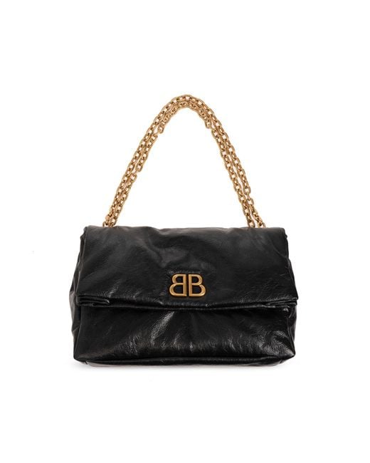 Balenciaga Black 'Monaco M' Shoulder Bag