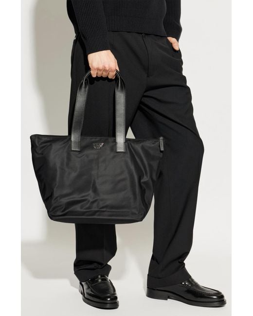 Emporio Armani Black Shopper Bag From The "Sustainability" Collection for men