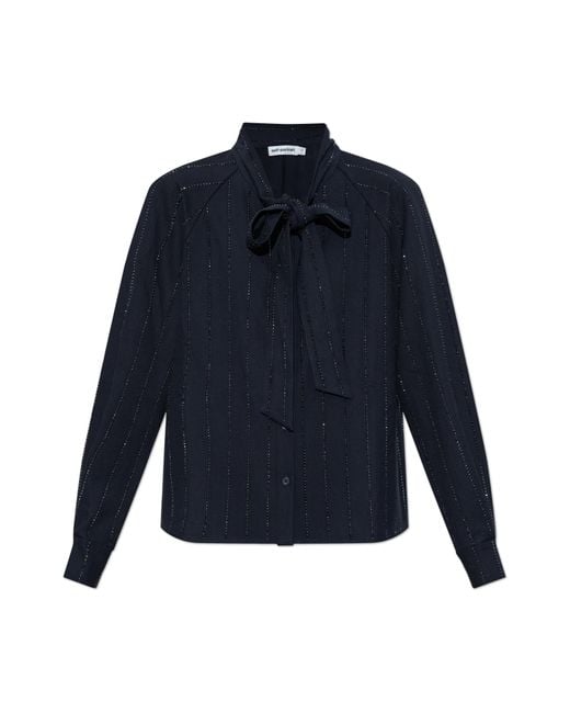 Self-Portrait Blue Shirt With Shimmering Sequins