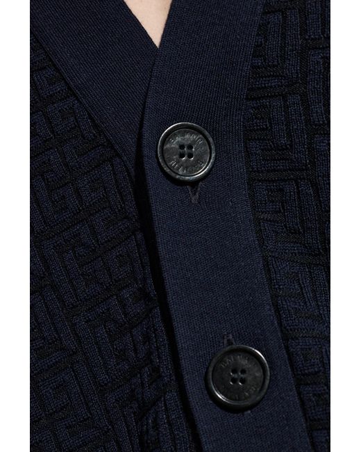 Balmain Blue Monogram Cardigan for men