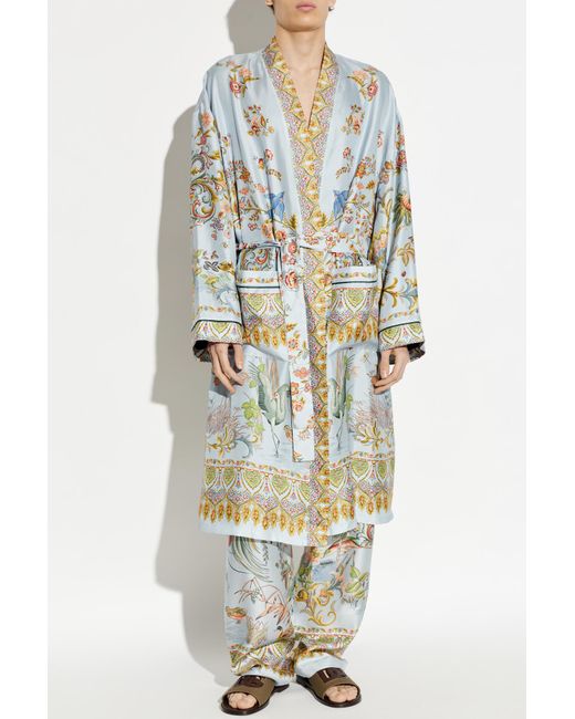 Etro White Silk Wide-Leg Trousers for men