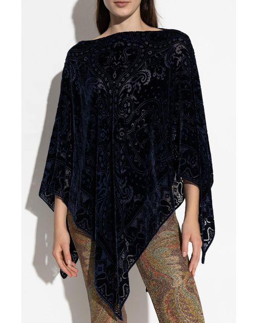 Etro Blue Velvet Poncho