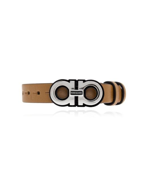 Ferragamo Brown Leather Bracelet for men